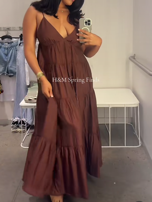 NWT H&M Strappy Tiered Viscose Blend Maxi Dress Brown 1290395003 Sizes XS,S,L,XL | eBay NWT H&M Strappy Tiered Viscose Blend Maxi Dress Brown 1290395003 Sizes XS,S,L,XL | eBay