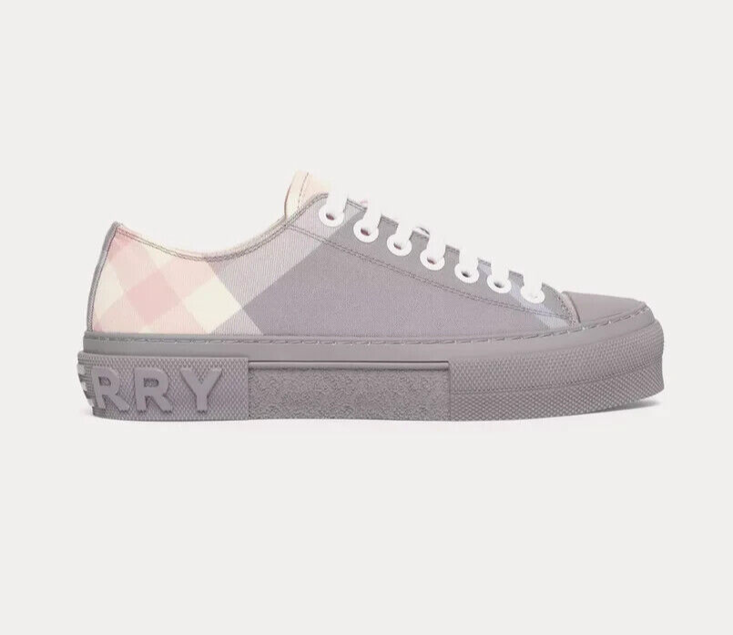 BURBERRY Z3013 Womens Pale Grey Jack Check Canvas Low-top Sneakers