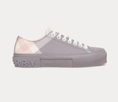 BURBERRY Z3013 Womens Pale Grey Jack Check Canvas Low-top Sneakers