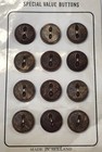 12 Vintage Brown 11/16” Buttons w Thread Wrapped/ Fabric Texture on Cards Japan — photo 1