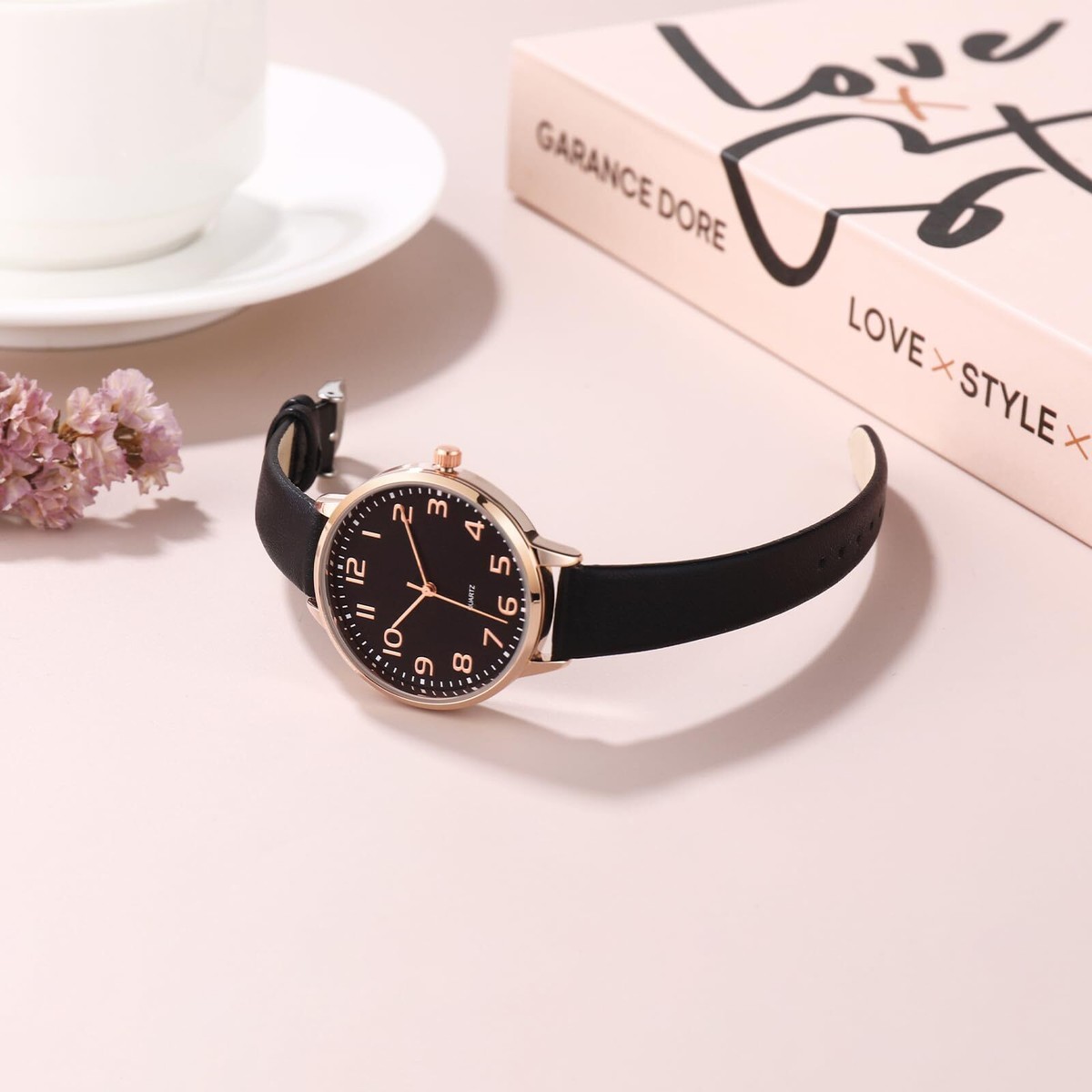 Women\'s All Black Dainty Analog Leather Waterproof Reloj Para Mujer Wrist Watch Black Chic Watch for Women Gold Plated Seagull, Minimalist  main image 4