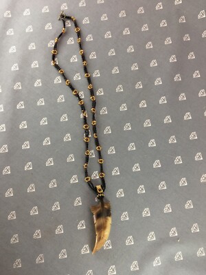19 - JB Native Beaded Necklace with Deer Antler 24K  plated beads