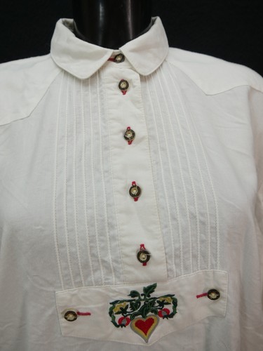 Gr.44 Trachtenbluse creme Bluse Julius Lang Baumwolle mit Stickerei TB5906 - Bild 2 von 3