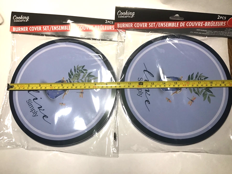 4 Electric Stove Burner Covers LIVE SIMPLY Decorative 2(8”) and 2(10”) Blue Tone - Image 3 of 4