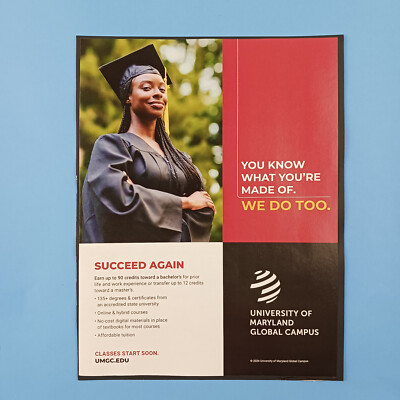 2024 University of Maryland Global Campus Succeed Again Print Advertisement