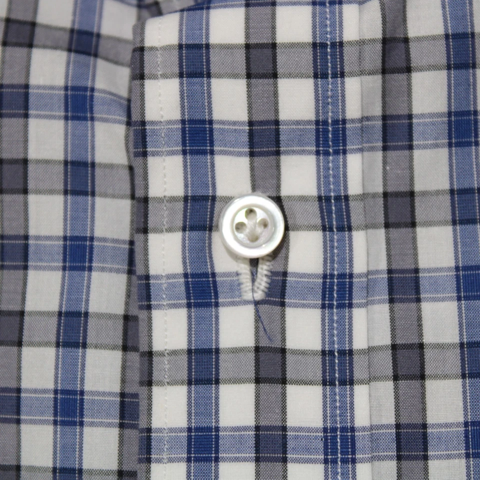 Isaia NWOT 100% Cotton Button Down Casual Shirt Size 16.5 / 42 In Blue Plaid - Image 2 of 4