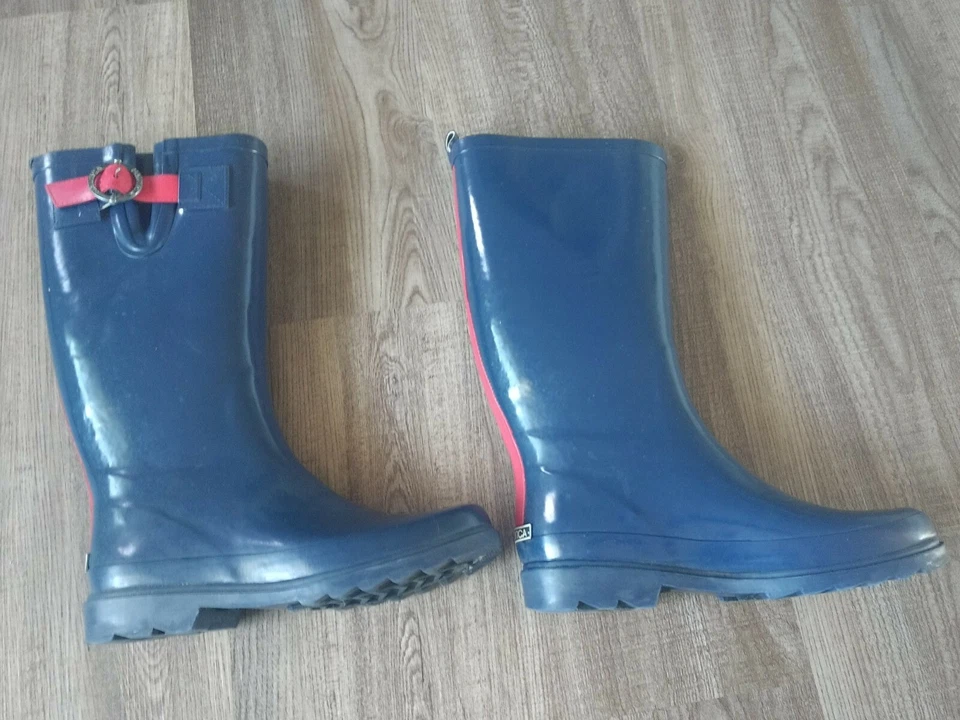 Женские дождевики Nautica Saybrook темно-синие красно-белые резиновые и кожаные размер 7 - Изображение 3 из 4