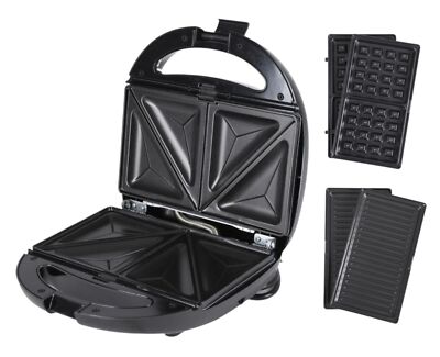 Sandwichmaker 3in1 Waffeleisen Kontaktgrill Sandwichtoaster antihaft schwarz