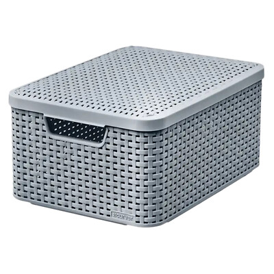 Universal Aufbewahrungsbox Curver Rattan Style Deckel Hellgrau 253004