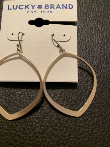 $29 lucky Brand Gold tone wire Open Drop hoops jM912 - 第 1/5 張圖片