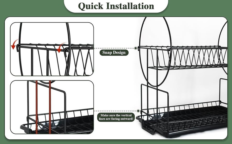 HBN Dish Drying Rack - 2 Tier Dish Racks for Kitchen Counter with ...