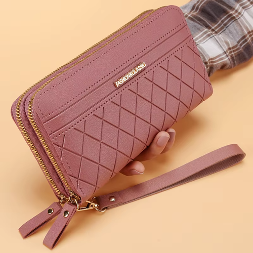 New women's long wallet Korean style simple double zipper coin purse multi-card - Bild 13 von 16