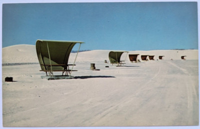 White Sands National Monument New Mexico, Picnic Area Very MCM, VTG Postcard A3