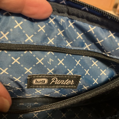 NWOT Lug Punter Nylon Blue Glitter Metallic Crossbody Bag - Picture 3 of 14