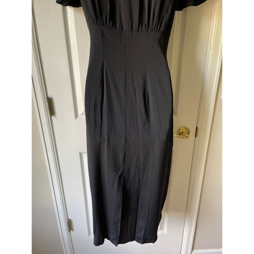 Vintage La Belle Dress Juniors 5 Ruffle Midi Y2K Modest 90s Witchy Tie Black - Picture 8 of 14