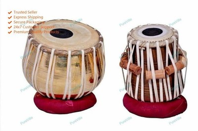 Brass Tabla Set Carving Wood Dayan Indian Musical Instrument With Bag