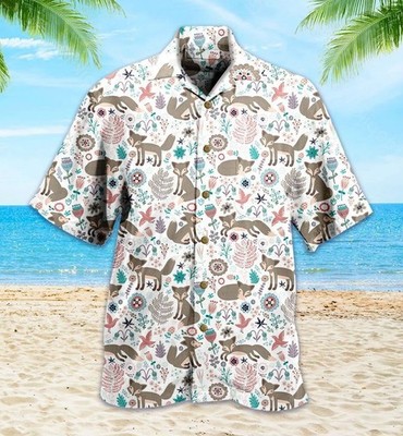 Grey Pixie Fox Hawaiian Shirt Perfect Summer Gifts