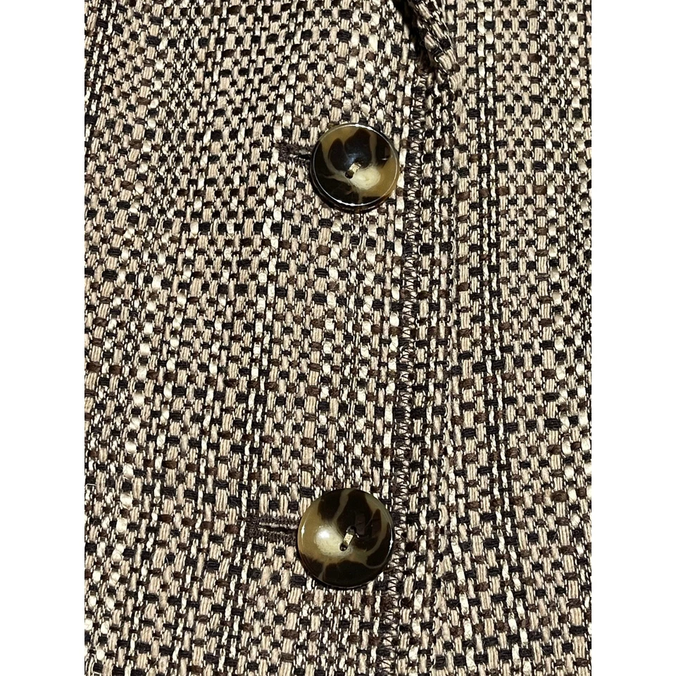 Talbots Womens Brown Tweed Lined Wool Blend Blazer Career Office Size 14 EUC - Image 3 of 4