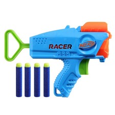 NERF Elite Junior Racer Easy Play Dart Blaster, 4 Small, Yellow and Orange