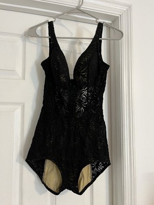 Vintage Jantzen Size 14 Black Lace One Piece Swimsuit 1950 s or 60 s 
