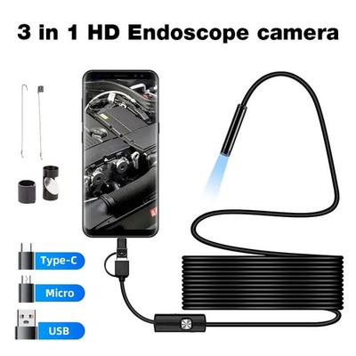 KERUI Industrial Borescope, 3 in 1 Endoscope Camera with 6 LEDs, Type C,IP67 Wat