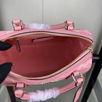 COACH CV961 Signature Coated Canvas 2-Way Shoulder Bag Pink Outlet