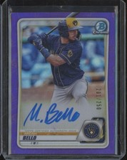 2020 Bowman MICAH BELLO RC Rookie Auto /250 Purple Refractor Brewers MLB NC24