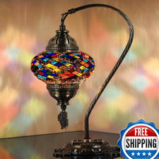 Demmex Turkish Table Lamp Moroccan Bedside Light Handmade Tiffany Mosaic Glass
