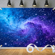 Galaxy Backdrop Outer Space Party Decorations Polyester Starry Night Sky Backdro