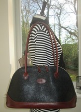 AUTHENTIC MULBERRY BLACK SCOTCHGRAIN & BROWN LEATHER BRETON SHOULDER BAG ❤️