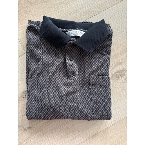 Balmain, Balmain Paris Vintage Mens Medium Cotton Geometric Knit Polo Shirt