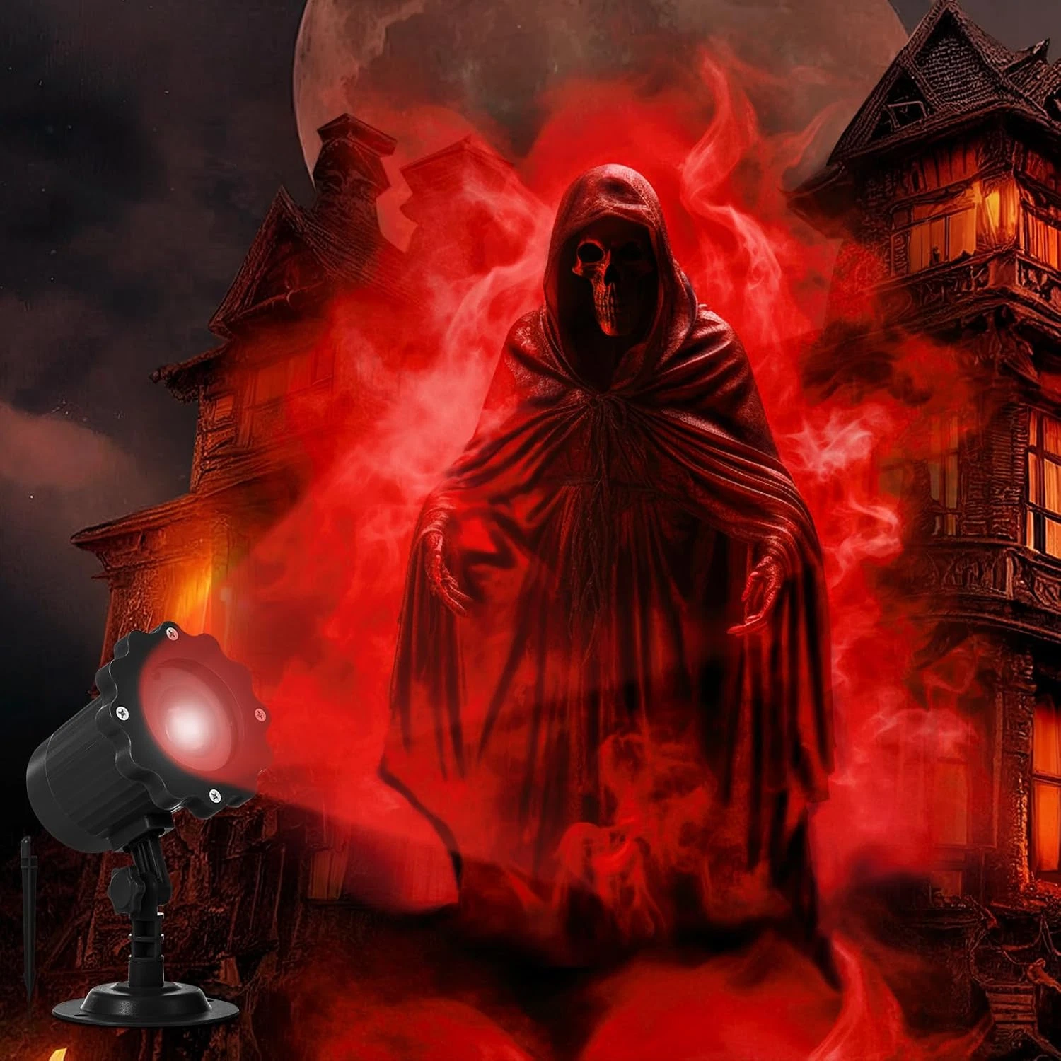 Halloween Projector Lights Outdoor Indoor Dynamic Ghost Skull Lights Decoration