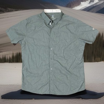 Kuhl Shirt Mens M Green Repose Leaf All Over Print Locker Loop Camp Hiking