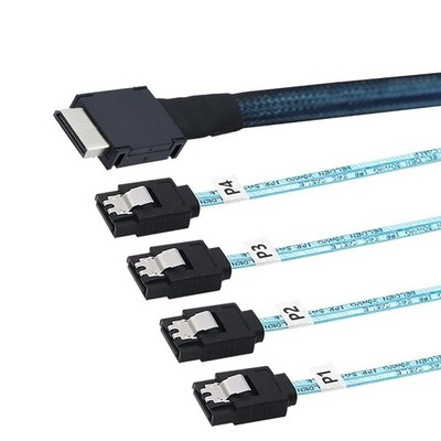 OCuLink PCIe SAS SFF8611 4i to 4X SATA 7P Server Cable 12Gbps 32AWG 0.5M