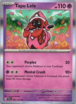 Pokemon TCG Tapu Lele 092/191 Surging Sparks Holo NM