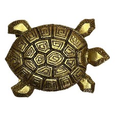 Vintage Solid Brass Turtle Belt Buckle Detailed Sea Tortoise Reptile Hippie Boho