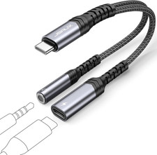 USB C to 3.5Mm Headphone and Charger Adapter, 2-In-1 Type C to Aux Audio Jack wi