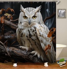 Owl Shower Curtain Set, Forest Tree Branches Animals, Modern Fabric Bathroom ...