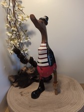 Giant Hand Carved Bamboo Wooden PIRATE Duck Indoor Outdoor ahoy peg leg 35cm