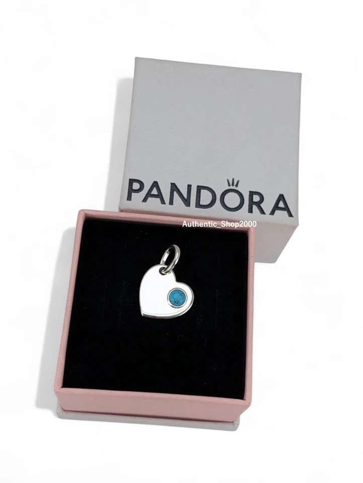 NUEVO 100% Auténtico PANDORA 925 Ale Grabable Piedra Azul Corazón Dije 794295C12 Foto 4 de 4