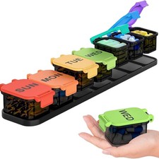 Weekly 7-Day Pill Case, Medicine Planner, Vitamin Organizer colourful Box