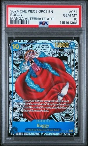 PSA 10 One Piece Emperors in the New World Buggy OP09-051 Manga Alt Art