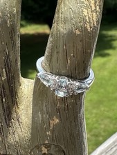 Vintage Sparkling Clear CZ Ring Silver Tone Engagement Style