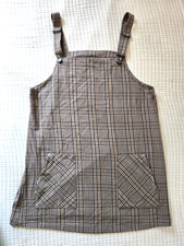 American Eagle Plaid Overall Dress Women’s XL Brown Pinafore Mini Jumper