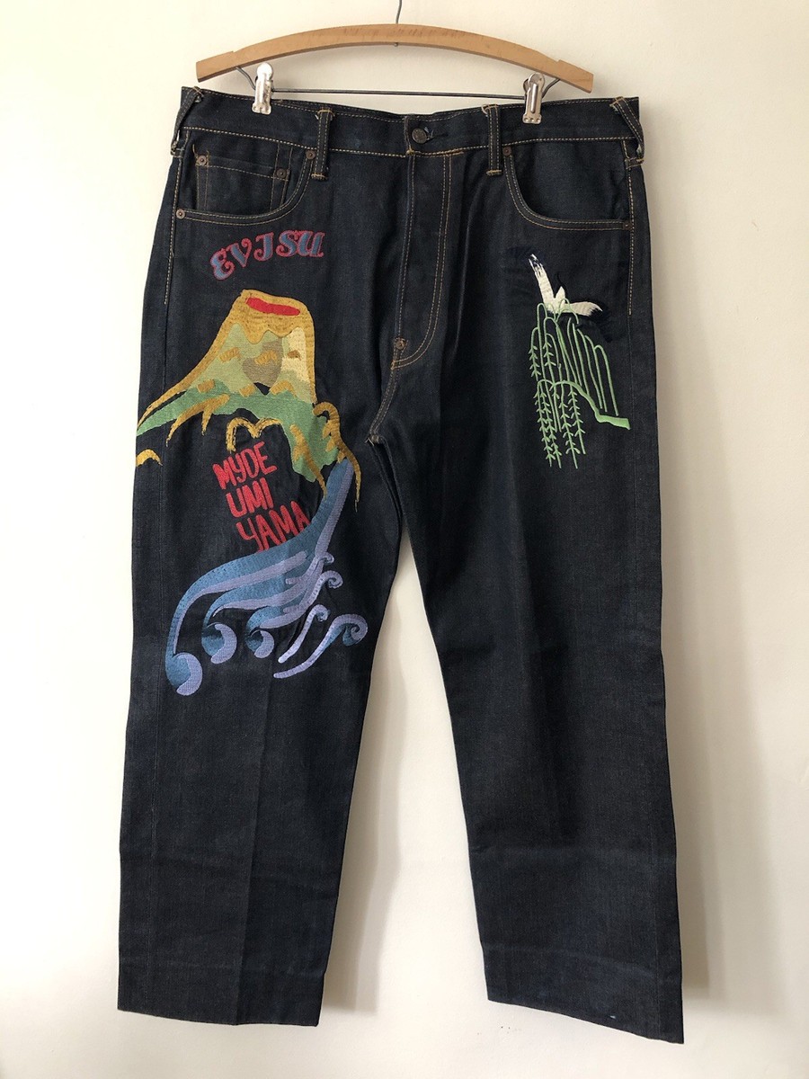 Evisu Heritage Myde Umi Yama Selvedge Denim Embroidered Jeans