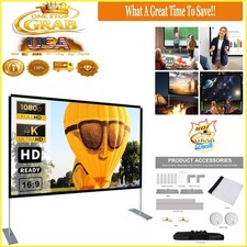 100 Inch Portable Projector Screen with Stand Outdoor Indoor HD 4K