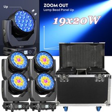 19x20W Moving Head Lights RGBW 4-in-1 LED Stage Light with Zoom Beam Wash Effect