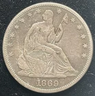 1869 P Seated Liberty Half Dollar High Grade Natural Toning