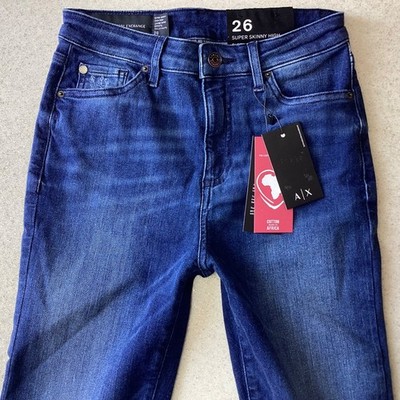 Brandneu mit Etikett Damen Armani Super Skinny High Rise blau verwaschen Jeans Größe 8 W26 L30 (494K)