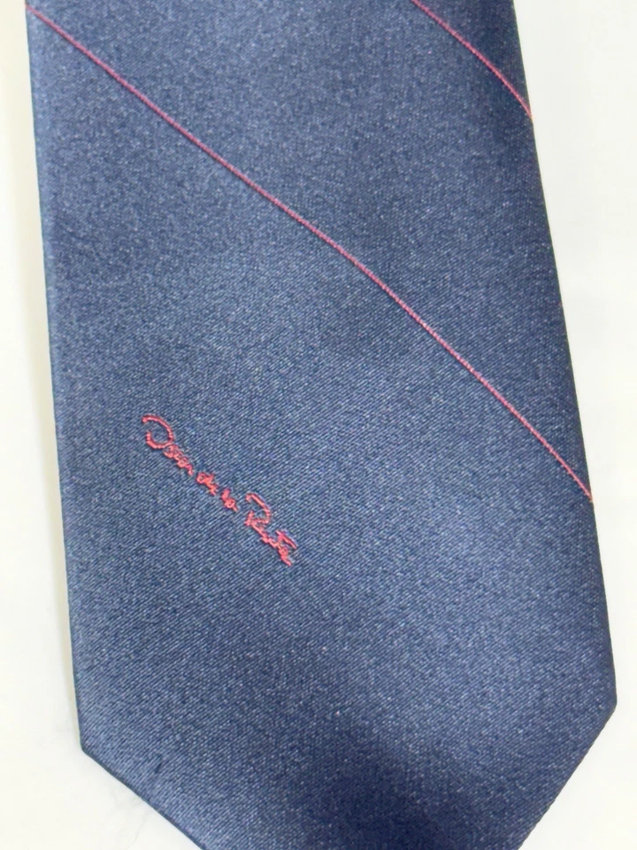 Corbata de diseñador vintage Oscar de la Renta azul marino 3x54,5 Foto 2 de 4